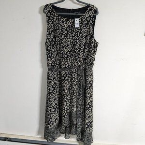 NWT Lane Bryant 22W Black & Tam Floral Print Sleeveless Dress
